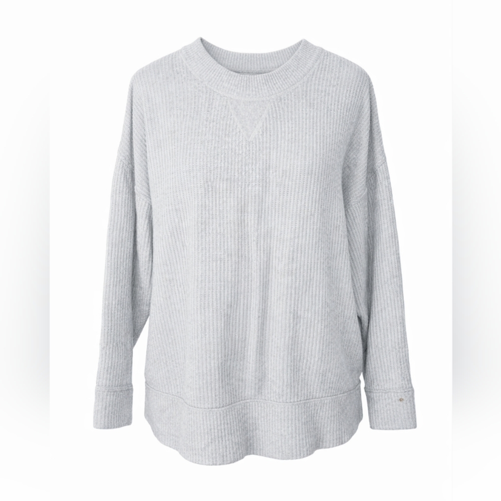 Aerie Gray Waffle Knit Long Sleeve Thermal Sweatshirt Size Small